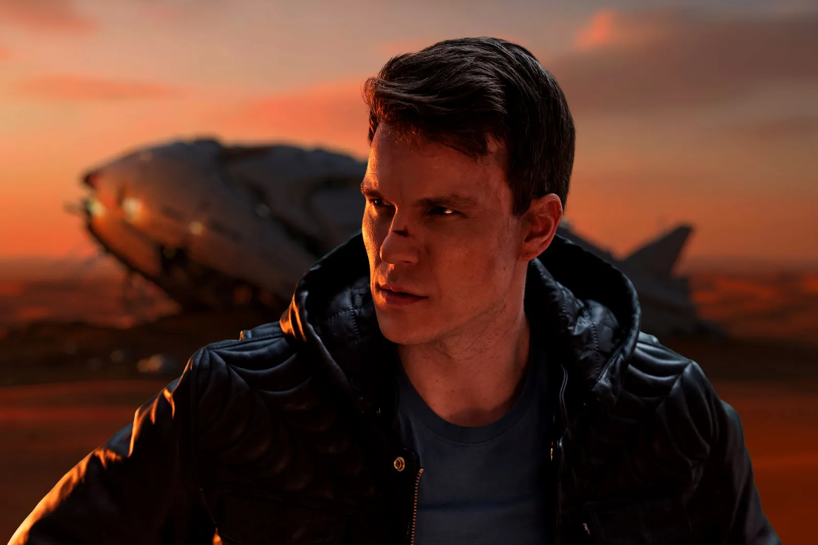 Dry Horizon — One Kareth beside the wreckage at dusk