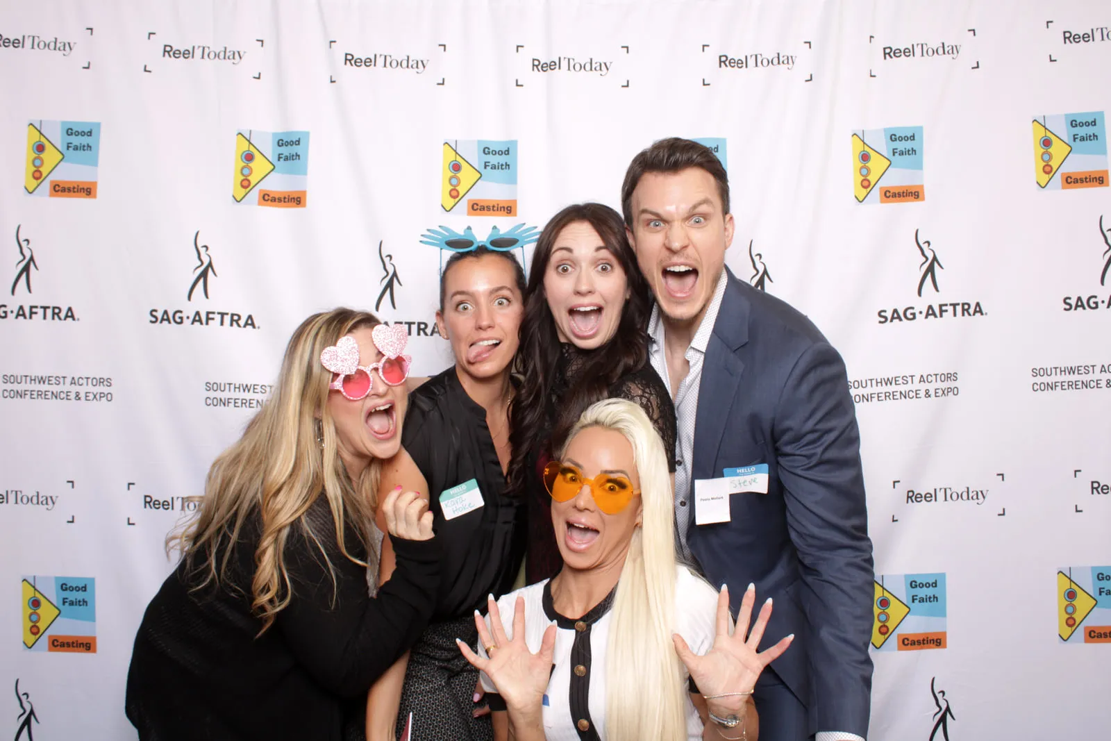 At a SAG-AFTRA event, mugging for the camera with friends