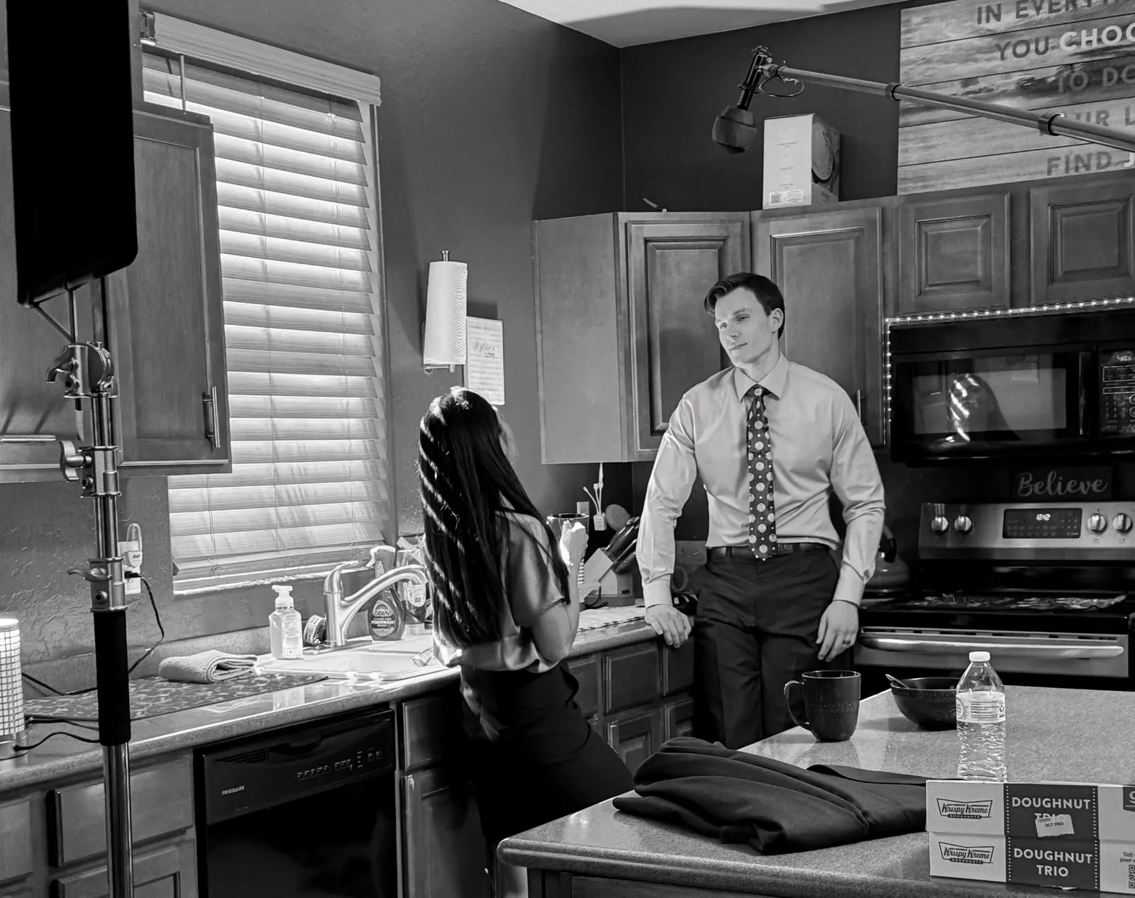 Or Death, behind the scenes — alone in the kitchen between setups