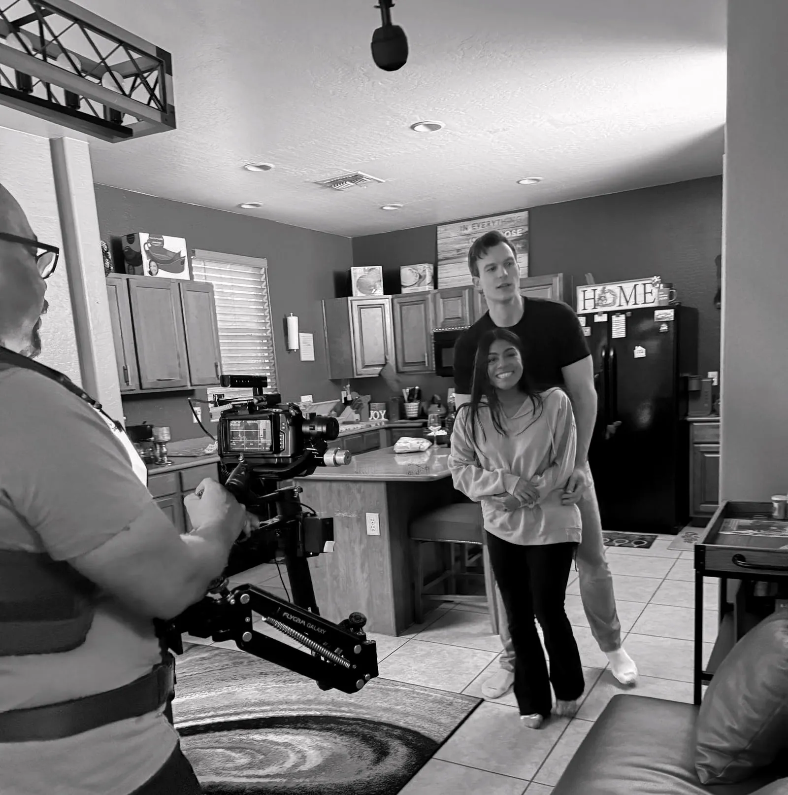 Or Death, behind the scenes — the operator following the actors on a gimbal